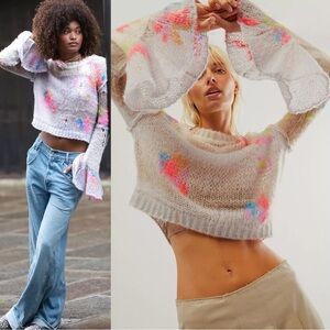 Free People Mandy Mended Pullover Size Small NEW Distressed Grunge Whimsical